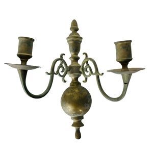 Bronze Wall Mounted Candelabra Tapered Candle Holder Sconce Rococo Antique 1800s